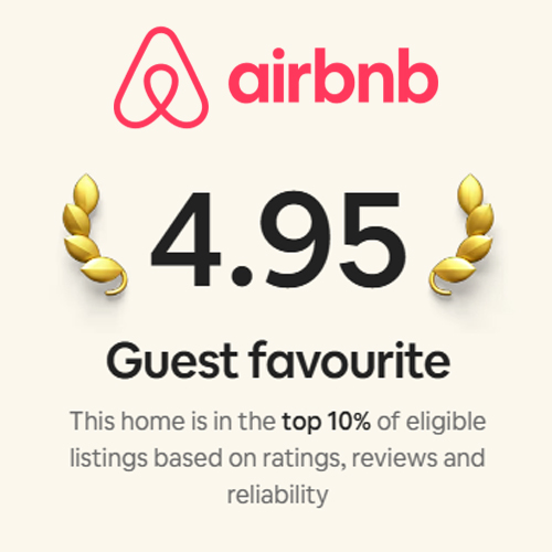 AirBnb Guest Favourite badge - 4.95 rating